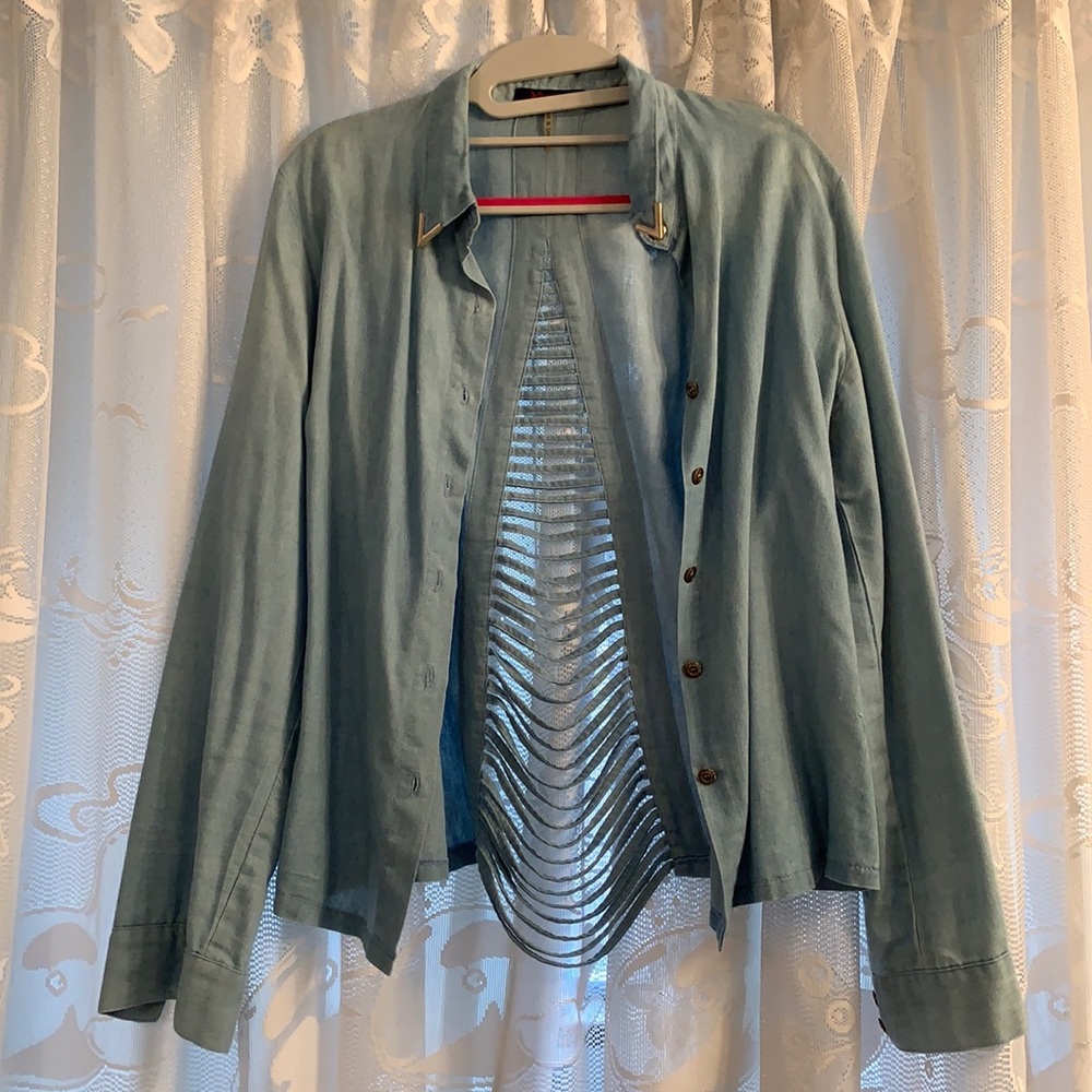 Jean Collared Short Button Up